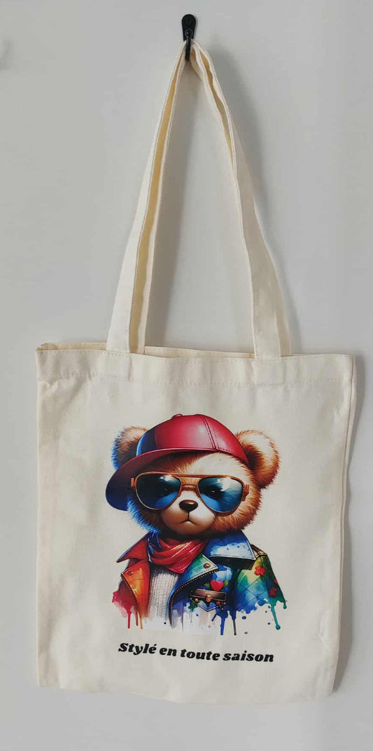 Sac tote bag ourson â âStylĂ© en toute saisonâ