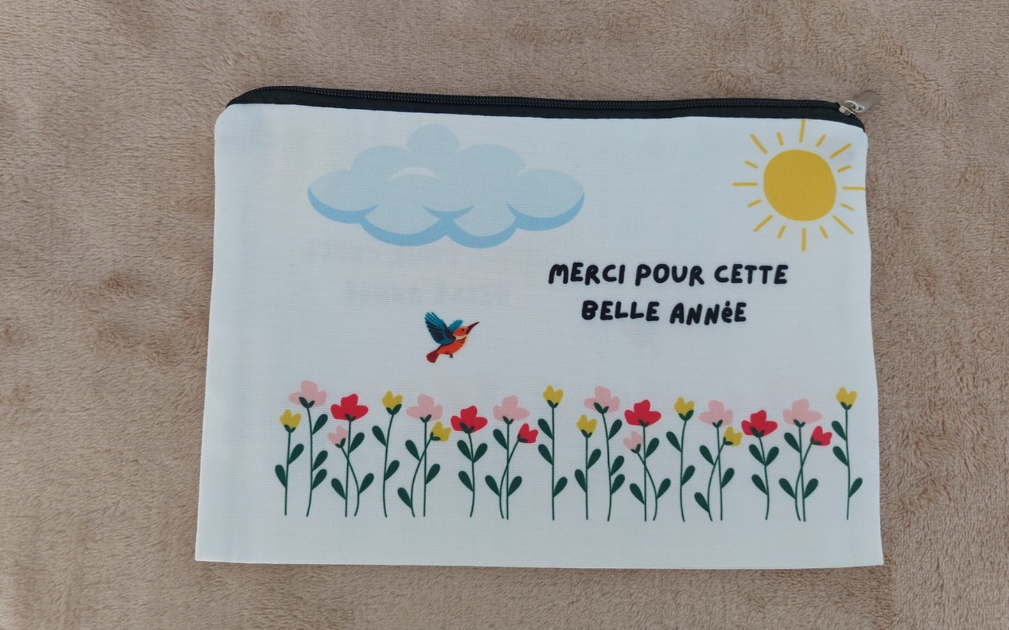 Pochette de fin d'année Maîtresse / ATSEM personnalisable - Fleurs personnalisable