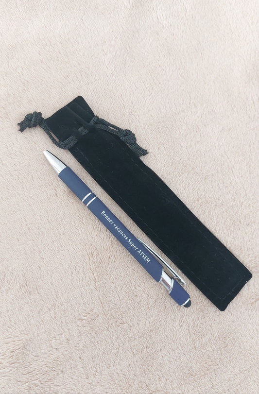 Stylo gravé “Bonnes vacances super ATSEM” – Cadeau de fin d’année