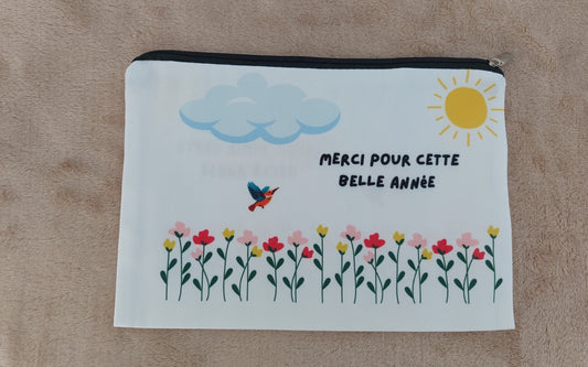 Pochette de fin d'année Maîtresse / ATSEM personnalisable - Fleurs personnalisable